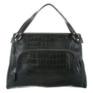 MARNI Forest Green Snakeskin Embossed Leather Bag